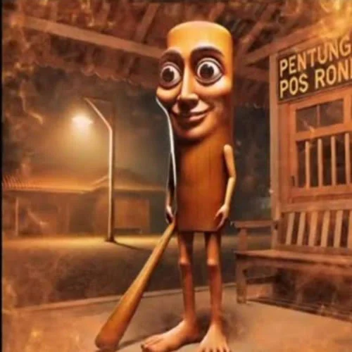 Tung Tung Hurar - Figura di legno con mazza da baseball